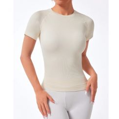 Round Neck Solid Color Short Sleeves High Elastic Sports T Shirt