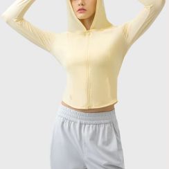 Long Sleeve Sports Zipper Yoga Jacket With Thumb Holes