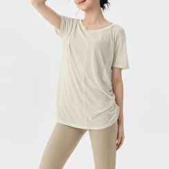 Yoga Gym Fitness Tops Short Sleeve Mesh Panel Tops
