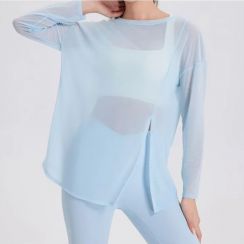 Womens Lightweight Active Wear Mesh Panel Tops
