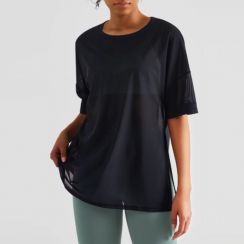 Summer Women Lightweight Loose Mesh Quick Dry Short Sleeve Fitness T Shirt